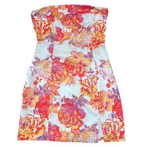 Runaway The Label Strapless Floral Satin Jade Mini Dress Acadia M US 6 UK 10 NWT
